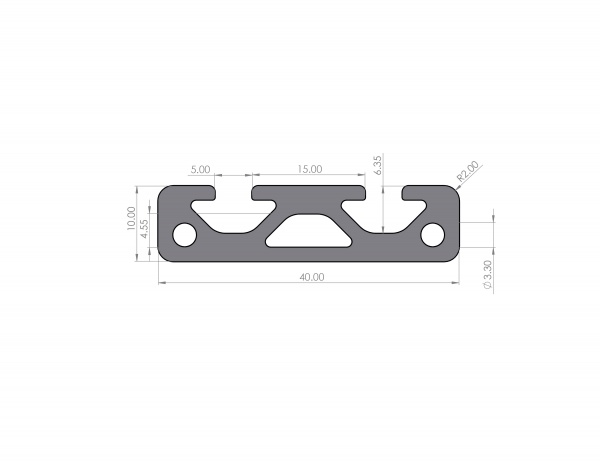 Aluminum profile 40x10 groove 5 I-type Black